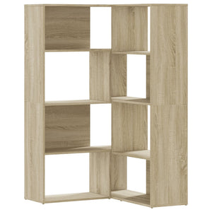 vidaXL Corner Bookcase 4-Tier Sonoma Oak 85x85x140 cm Engineered Wood