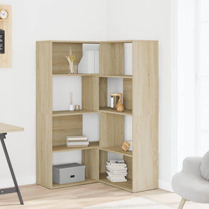 vidaXL Corner Bookcase 4-Tier Sonoma Oak 85x85x140 cm Engineered Wood