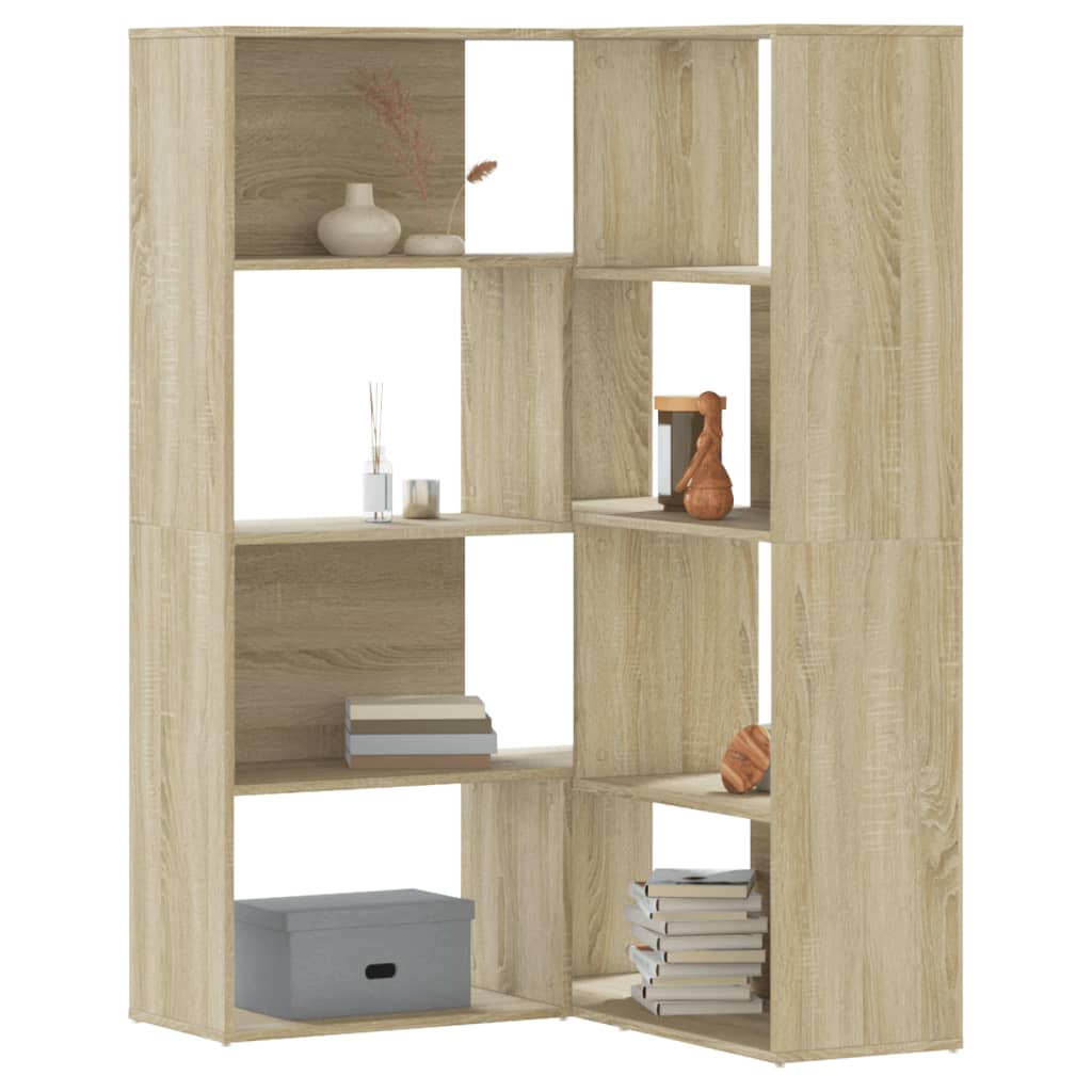 vidaXL Corner Bookcase 4-Tier Sonoma Oak 85x85x140 cm Engineered Wood