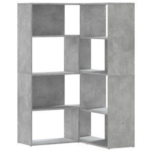 vidaXL Corner Bookcase 4-Tier Concrete Grey 85x85x140 cm Engineered Wood