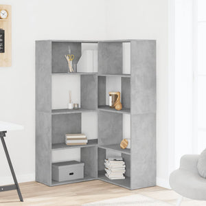 vidaXL Corner Bookcase 4-Tier Concrete Grey 85x85x140 cm Engineered Wood