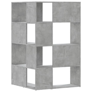 vidaXL Corner Bookcase 4-Tier Concrete Grey 85x85x140 cm Engineered Wood