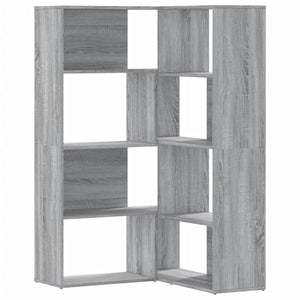 vidaXL Corner Bookcase 4-Tier Grey Sonoma 85x85x140 cm Engineered Wood