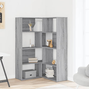 vidaXL Corner Bookcase 4-Tier Grey Sonoma 85x85x140 cm Engineered Wood