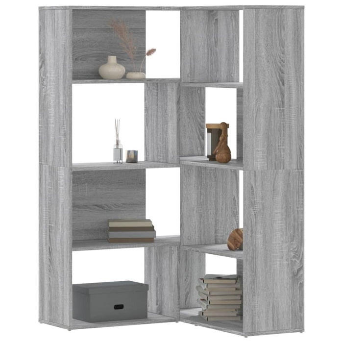 vidaXL Corner Bookcase 4-Tier Grey Sonoma 85x85x140 cm Engineered Wood