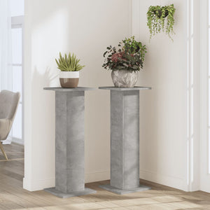 vidaXL Plant Stands 2 pcs Concrete Grey 30x30x80 cm Engineered Wood