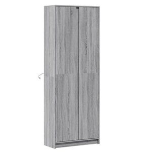 vidaXL Highboard with LED Grey Sonoma 74x32.5x200 cm Engineered Wood