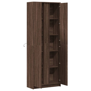 vidaXL Highboard with LED Brown Oak 74x32.5x200 cm Engineered Wood