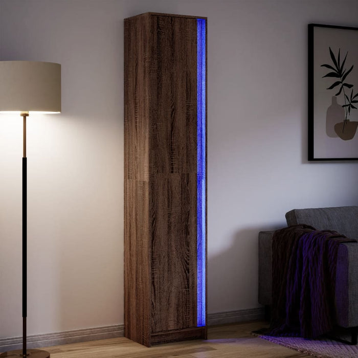 vidaXL Highboard with LED Brown Oak 41.5x32.5x200 cm Engineered Wood