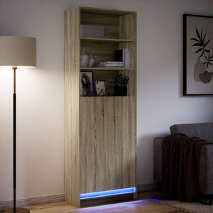 vidaXL Highboard with LED Sonoma Oak 69x32.5x200 cm Engineered Wood