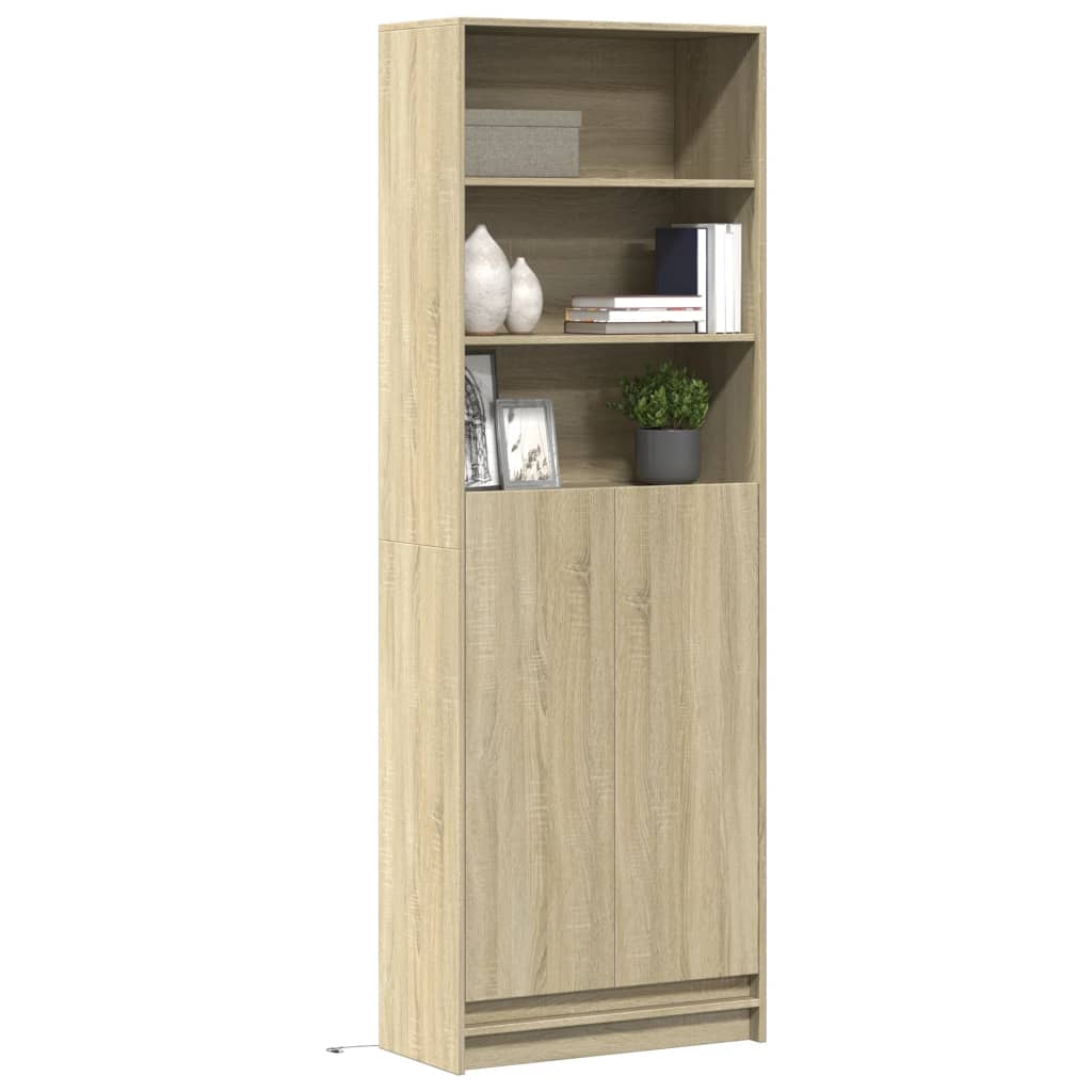 vidaXL Highboard with LED Sonoma Oak 69x32.5x200 cm Engineered Wood