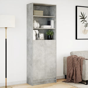 vidaXL Highboard with LED Concrete Grey 69x32.5x200 cm Engineered Wood