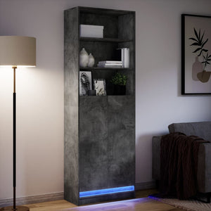 vidaXL Highboard with LED Concrete Grey 69x32.5x200 cm Engineered Wood