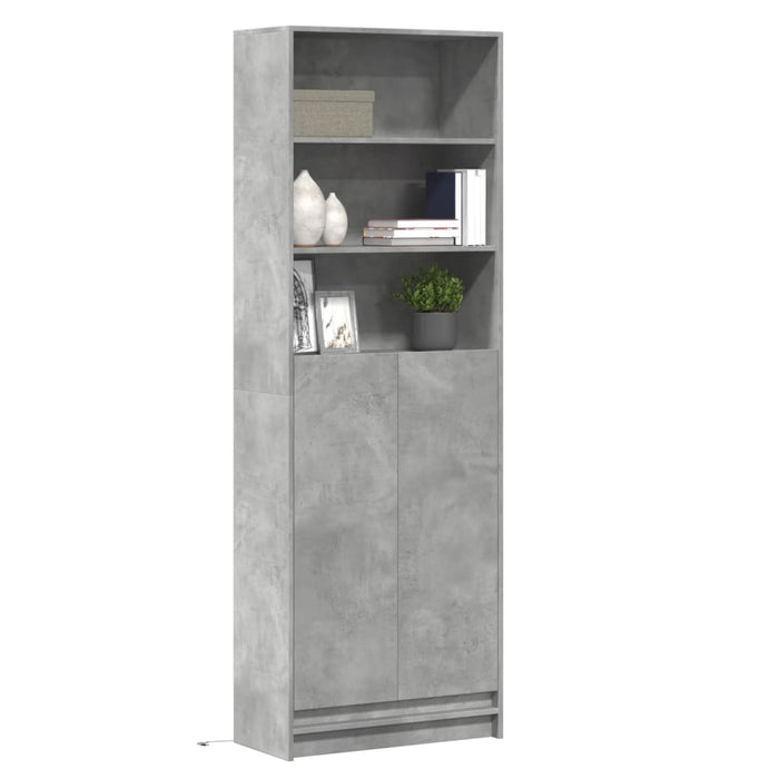 vidaXL Highboard with LED Concrete Grey 69x32.5x200 cm Engineered Wood