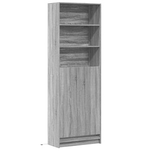 vidaXL Highboard with LED Grey Sonoma 69x32.5x200 cm Engineered Wood