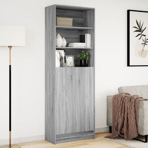 vidaXL Highboard with LED Grey Sonoma 69x32.5x200 cm Engineered Wood