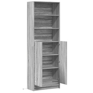 vidaXL Highboard with LED Grey Sonoma 69x32.5x200 cm Engineered Wood