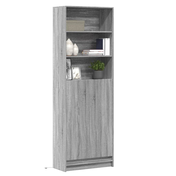 vidaXL Highboard with LED Grey Sonoma 69x32.5x200 cm Engineered Wood