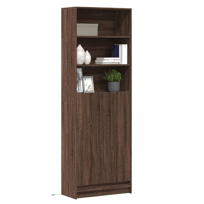 vidaXL Highboard with LED Brown Oak 69x32.5x200 cm Engineered Wood