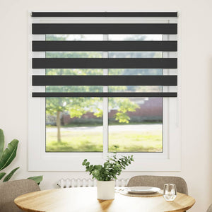 vidaXL Zebra Blind Black 125x100 cm Fabric Width 120.9 cm Polyester