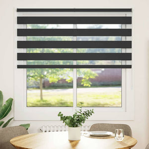 vidaXL Zebra Blind Black 140x100 cm Fabric Width 135.9 cm Polyester