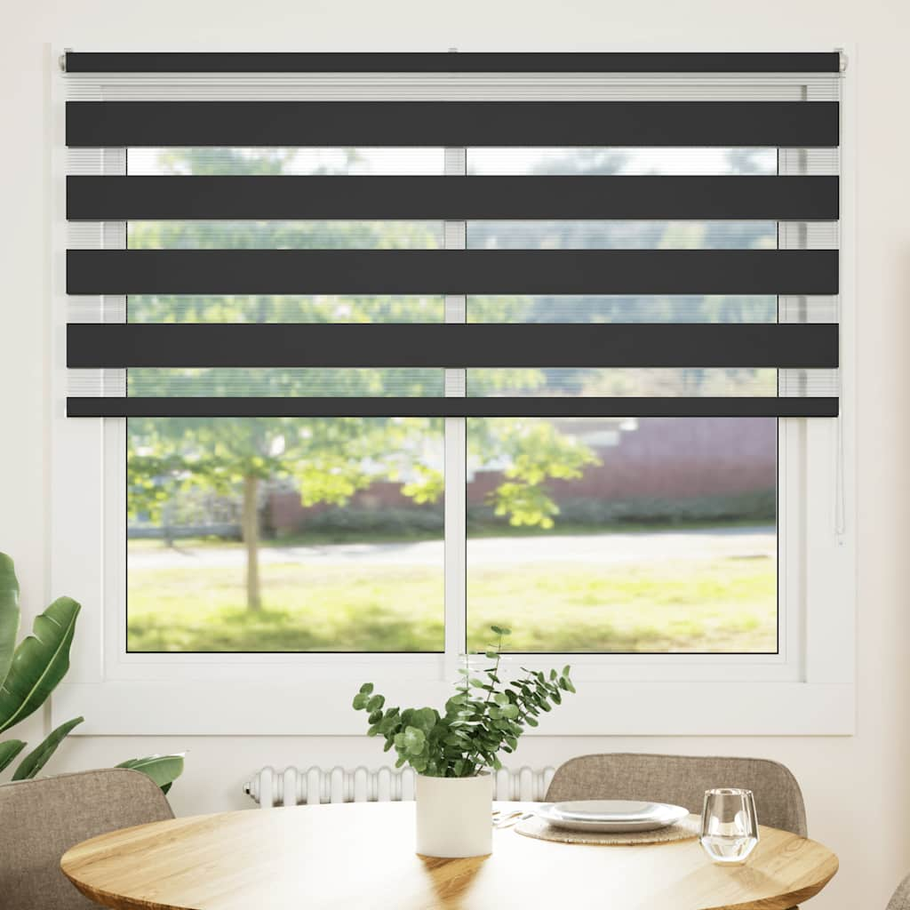 vidaXL Zebra Blind Black 155x100 cm Fabric Width 150.9 cm Polyester