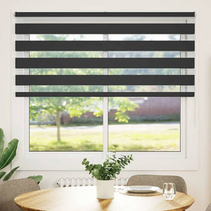 vidaXL Zebra Blind Black 165x150 cm Fabric Width 160.9 cm Polyester