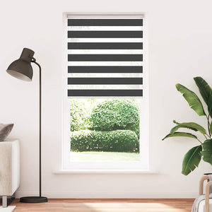 vidaXL Zebra Blind Black 95x200 cm Fabric Width 90.9 cm Polyester