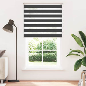 vidaXL Zebra Blind Black 110x200 cm Fabric Width 105.9 cm Polyester