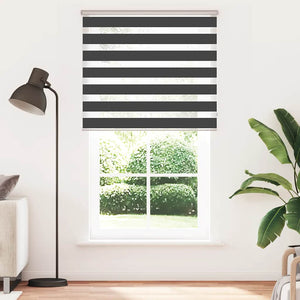 vidaXL Zebra Blind Black 130x200 cm Fabric Width 125.9 cm Polyester