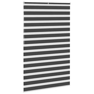 vidaXL Zebra Blind Black 145x200 cm Fabric Width 140.9 cm Polyester