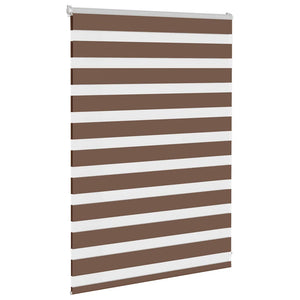 vidaXL Zebra Blind Brown 115x100 cm Fabric Width 110.9 cm Polyester