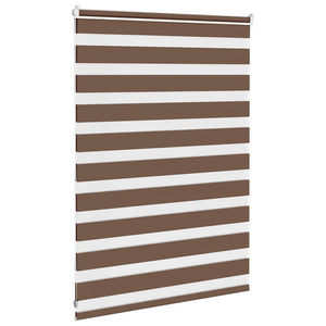 vidaXL Zebra Blind Brown 115x100 cm Fabric Width 110.9 cm Polyester