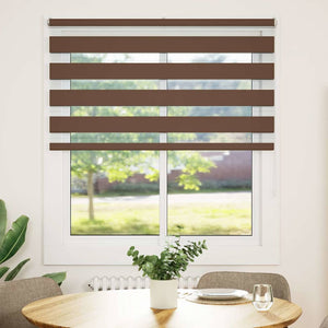 vidaXL Zebra Blind Brown 125x100 cm Fabric Width 120.9 cm Polyester