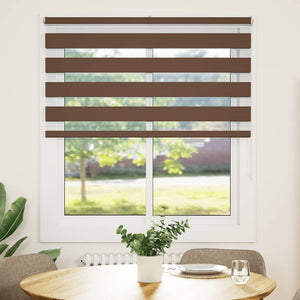 vidaXL Zebra Blind Brown 135x100 cm Fabric Width 130.9 cm Polyester