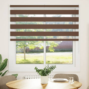 vidaXL Zebra Blind Brown 140x100 cm Fabric Width 135.9 cm Polyester