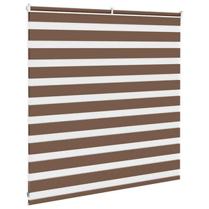 vidaXL Zebra Blind Brown 145x100 cm Fabric Width 140.9 cm Polyester