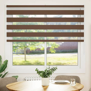 vidaXL Zebra Blind Brown 155x100 cm Fabric Width 150.9 cm Polyester