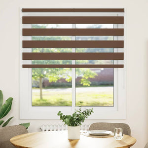 vidaXL Zebra Blind Brown 120x150 cm Fabric Width 115.9 cm Polyester