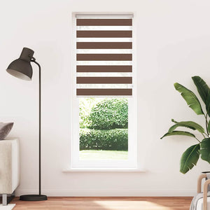 vidaXL Zebra Blind Brown 90x200 cm Fabric Width 85.9 cm Polyester