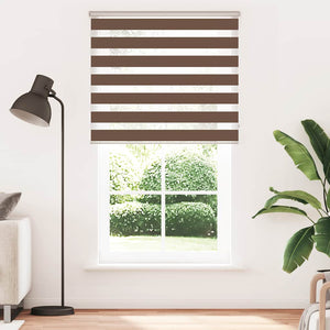 vidaXL Zebra Blind Brown 125x200 cm Fabric Width 120.9 cm Polyester