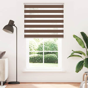 vidaXL Zebra Blind Brown 130x200 cm Fabric Width 125.9 cm Polyester