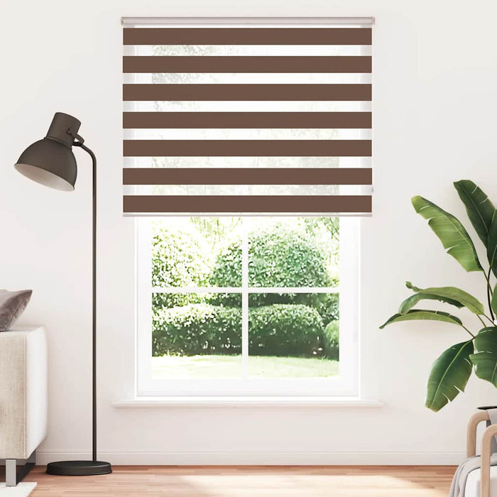 vidaXL Zebra Blind Brown 140x230 cm Fabric Width 135.9 cm Polyester