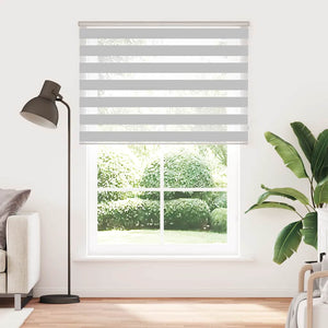 vidaXL Zebra Blind Light Grey 155x230 cm Fabric Width 150.9 cm Polyester