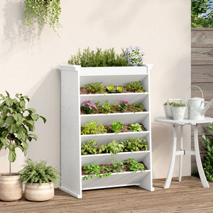 vidaXL Herb Planter 6-Tier White 69x40x101.5 cm Solid Wood Pine