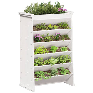 vidaXL Herb Planter 6-Tier White 69x40x101.5 cm Solid Wood Pine