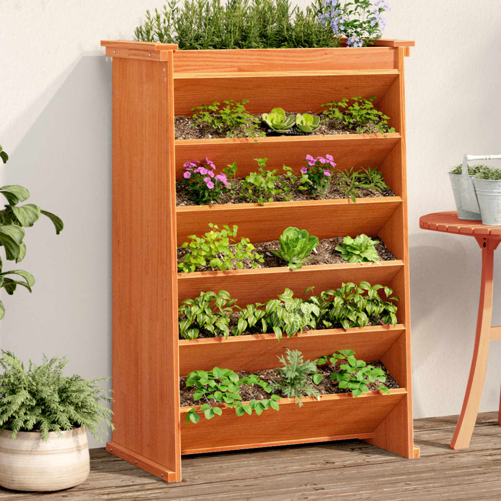 vidaXL Herb Planter 6-Tier Wax Brown 69x40x101.5 cm Solid Wood Pine