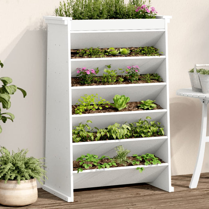 vidaXL Herb Planter 6-Tier White 69x40x101.5 cm Solid Wood Pine