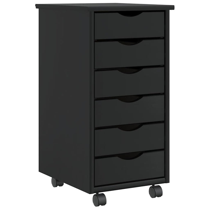 vidaXL Rolling Cabinet with Drawers MOSS Black Solid Wood Pine