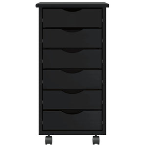 vidaXL Rolling Cabinet with Drawers MOSS Black Solid Wood Pine